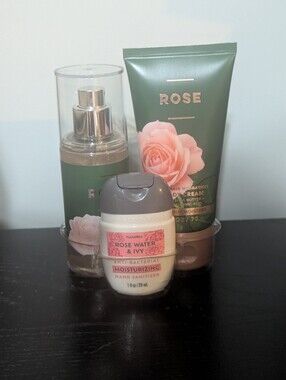 Bath And Body Works Rose Body Cream Body Spray And Hand Sanitizer Set